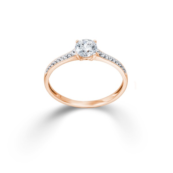 Damenring - Solitär - 585er Rosegold mit Zirkonia – Gr.55 -K13227R