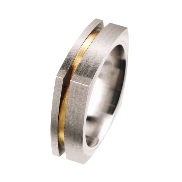 Ernstes Design | Ring | Edelstahl - 585er Gold