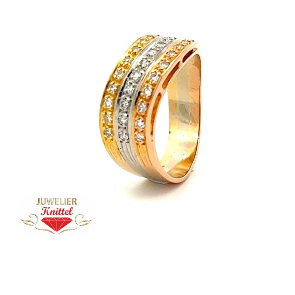 Damenring | 750er Gold | Tricolor | Brillant