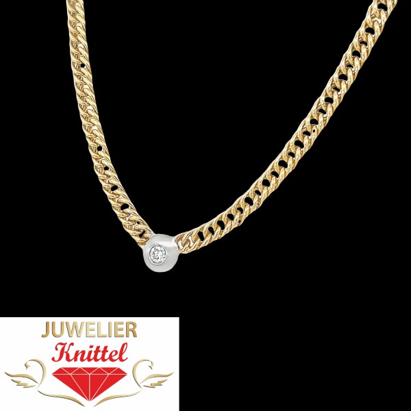 Collier | Flachpanzer | 585er Gelbgold | Brillant | 45cm