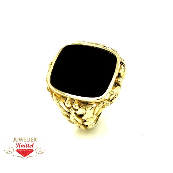 Siegelring aus 585er Gelbgold mit 1 Onyx