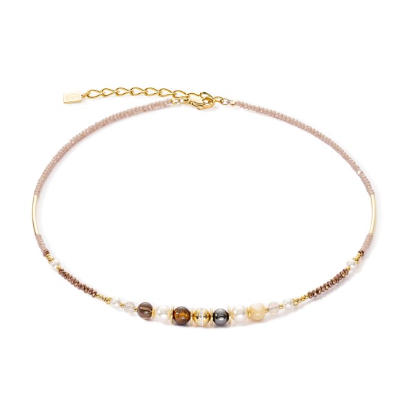 Halskette Kugel small Edelsteine & Crystal Pearls | braun-gold | 4349101116