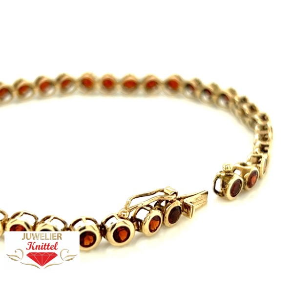 Armband | 333er Gelbgold | 26 kleine Granatsteine