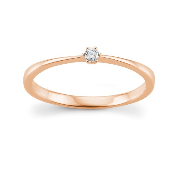 Damenring - Solitär - 585er Rosegold mit Brillant – Gr.52 - F1645R