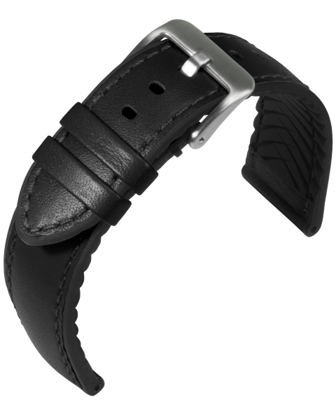 Silicon / Lederband | Eutec Waterproof | schwarz 24mm