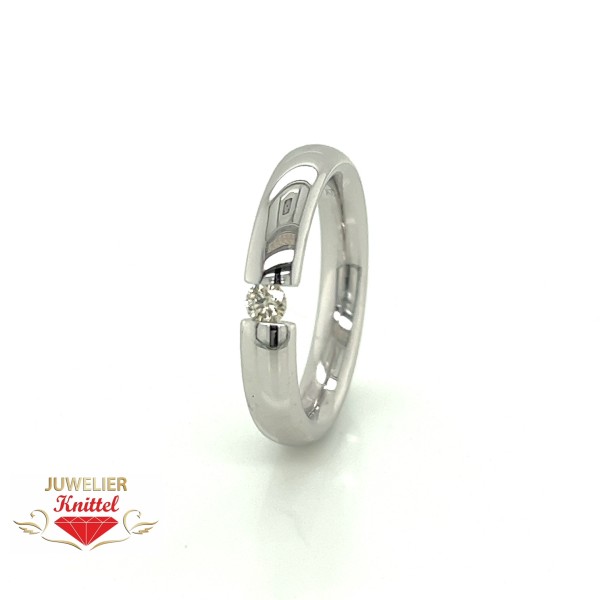 Spannring aus 585er Weißgold poliert mit 1 Brillant 0,15ct.GW/LR (Lupenrein)