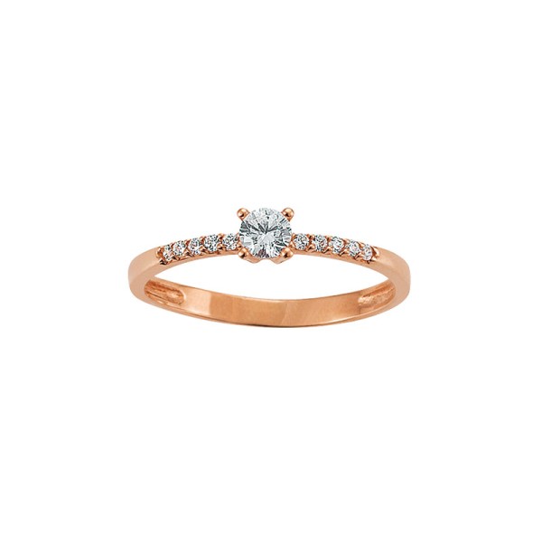 Damenring - Solitär - 585er Rosegold mit Zirkonia – Gr.54 - K10900/R/54