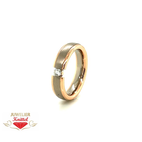 Brillantring aus 585er Gold-Bicolor mit 1 Brillant 0,12ct.TW/SI