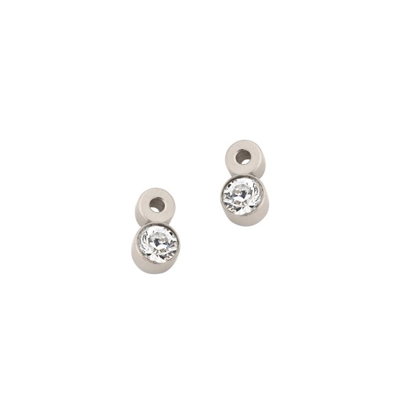 Ohrstecker aus Titan glänzend I Breite ca.5,5mm X Höhe ca.10mm I Swarovski-Kristall weiß