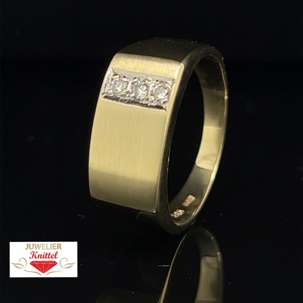 Siegelring Unisex, aus 585er Gelbgold mit 3 Brillanten ca.0,15ct.W/SI