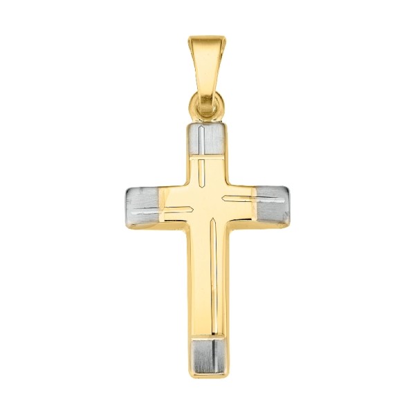 Anhänger - Kreuz - Bi-Color - 333er Gold - Unisex